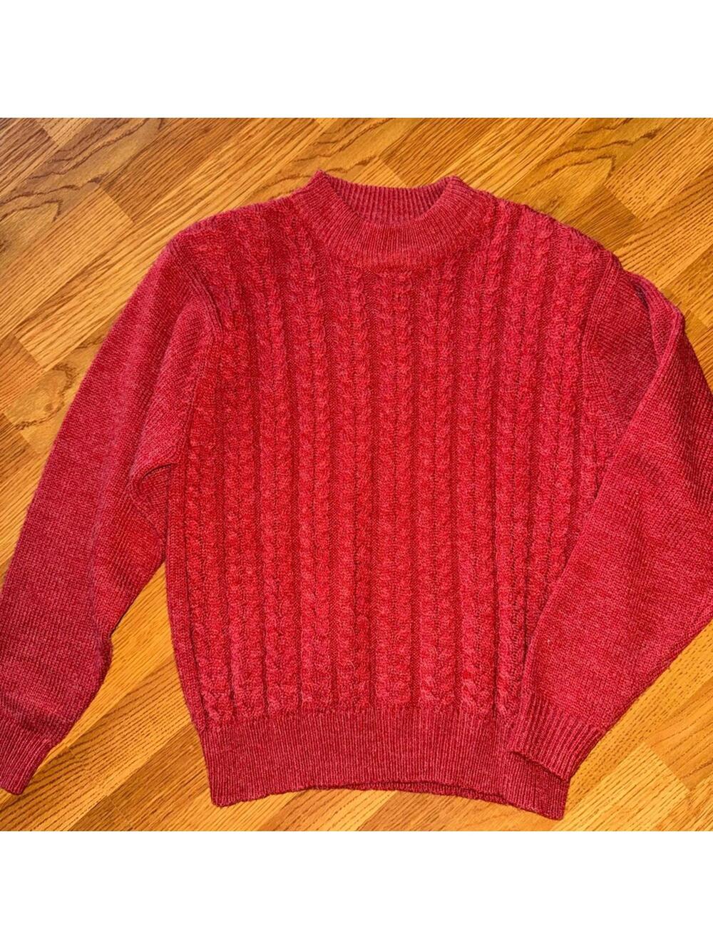 Vintage Russ Burnt Orange Cable  Knit Sweater